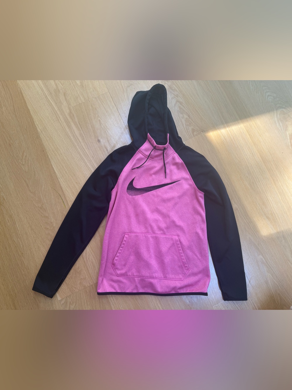 Nike Pink and Black Pullover Hoodie